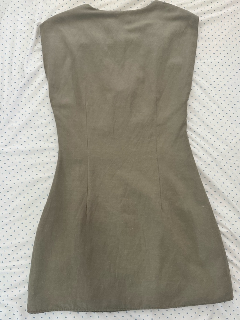 Zara Olive Green Dress Blend V-Neck Knot Dress – Above Knee – Size S – NWT - Picture 3 of 8